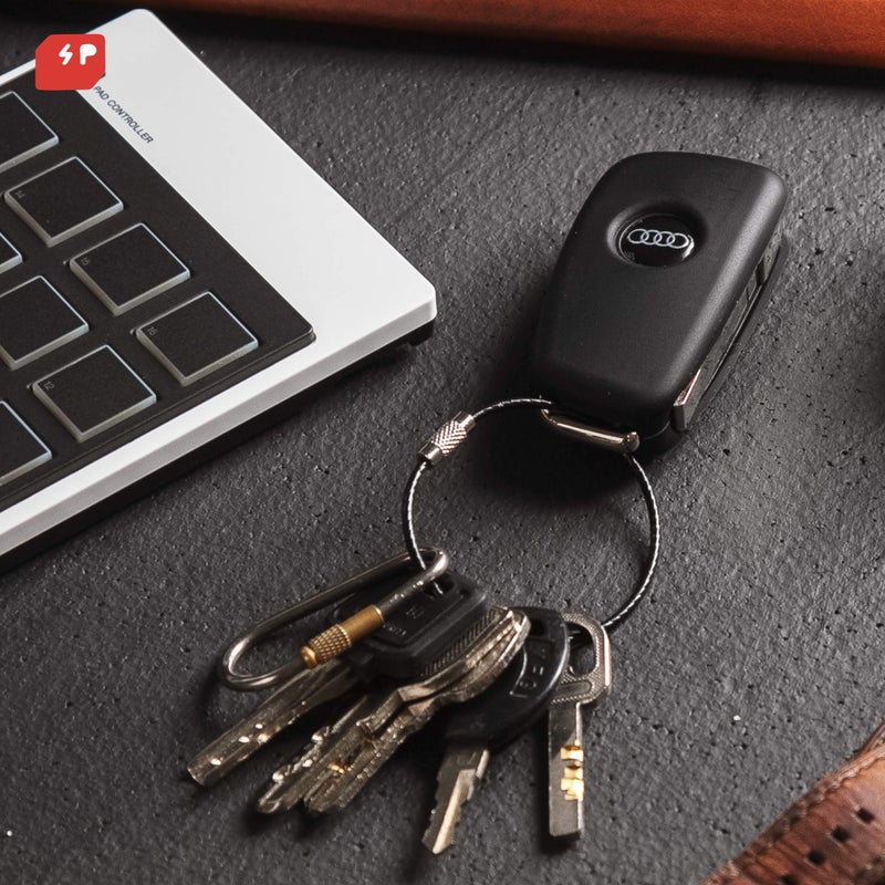 Silipac Wire Keychain Cable Rings â€“ Twist-Lock 6.3" (16 cm), 2mm â€“ Car Keyring, Luggage Tag & ID Tag Loop Stainless Steel - Image 2